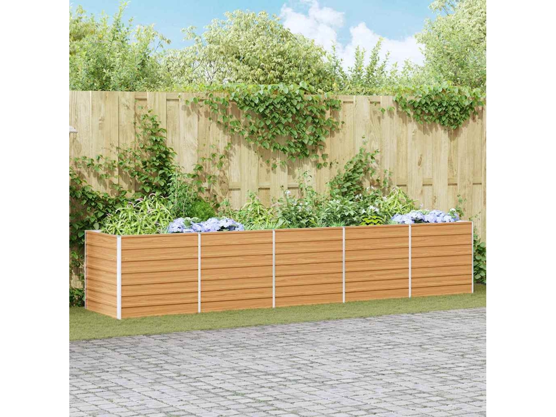 Vidaxl Canteiro De Jardim Elevado Marrom Claro 400 X 80 X 77 Cm