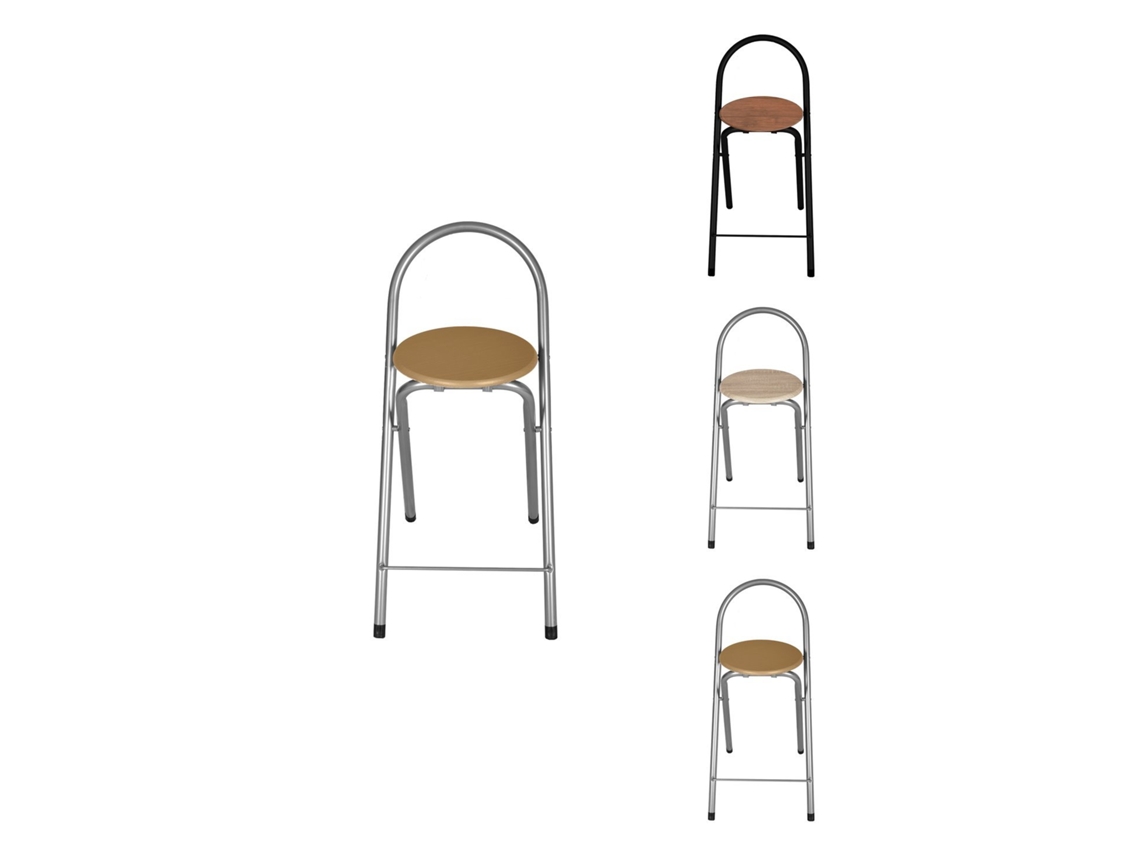 Taburete Plegable 80x40x45 Cm - Elegante Y Duradero En Negro Y Plata Con Reposapiés, Ideal Para Cocina Plata Pack 4 Uds