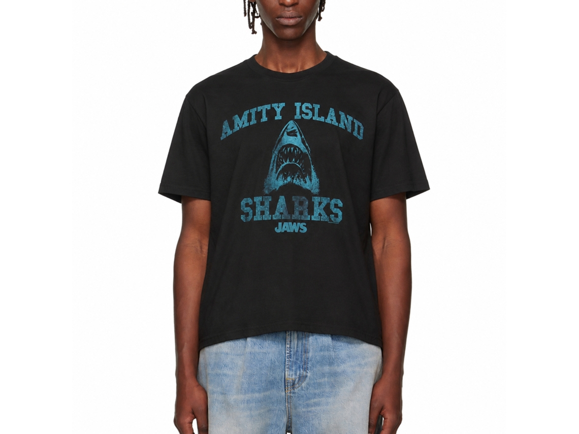Rockinstone Jaws Movie Sports Black Adult T-shirt Size:l