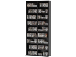 Armazenamento Cds/dvds Com 18 Compartimentos, 640 Cds/360 Dvds, 78,5x24x175cm, Preto