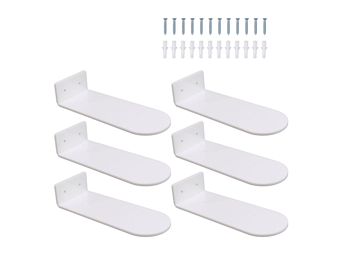 6 Prateleiras Flutuantes de Acrílico para Sapatos 20cm Display Parede Tênis Branco | S/MARCA