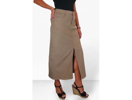 Saia de Mulher PAULO DUE Stretch Front Split Castanho (36)