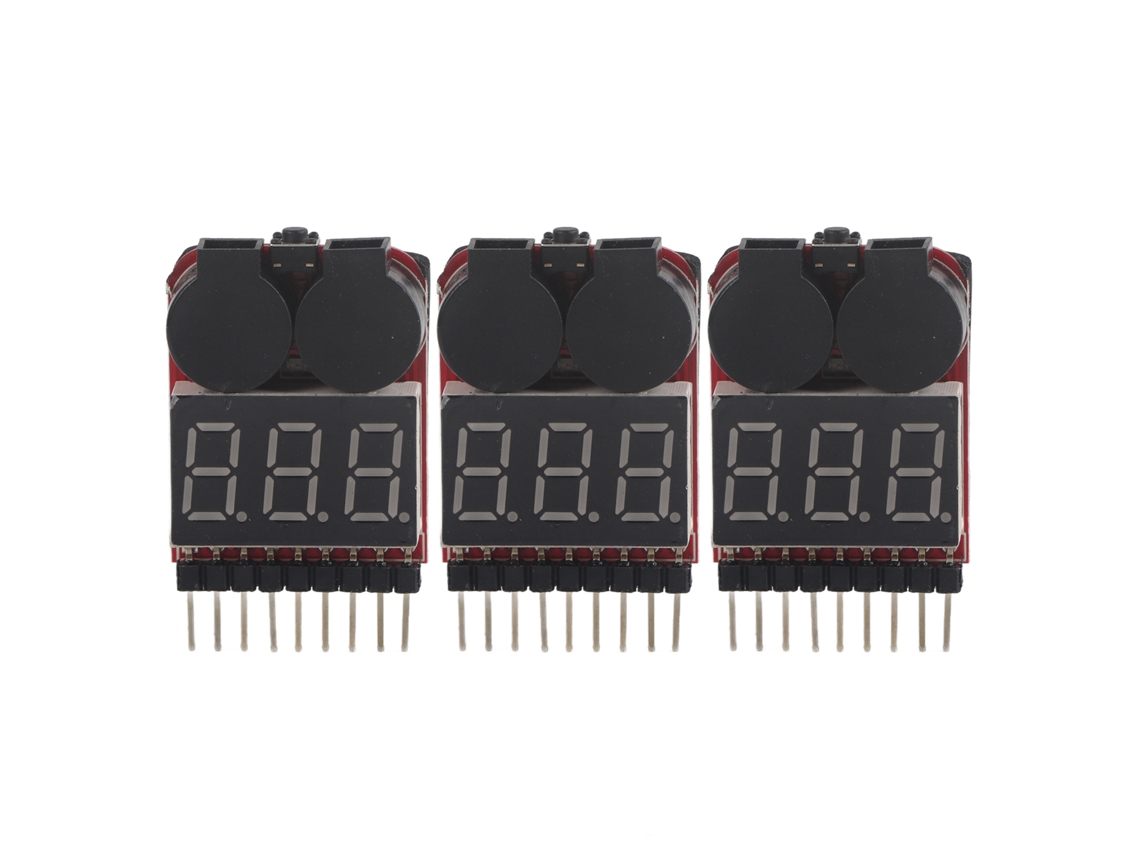 Mali 3pcs/set Tester de Voltagem Bateria Lipo 1s 8s com Alarme Buzzer Baixa Tensão Acessório Rc