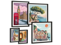 Conjunto De Pinturas Cidades Europeias De Cultura Espelharte (5 Peças)