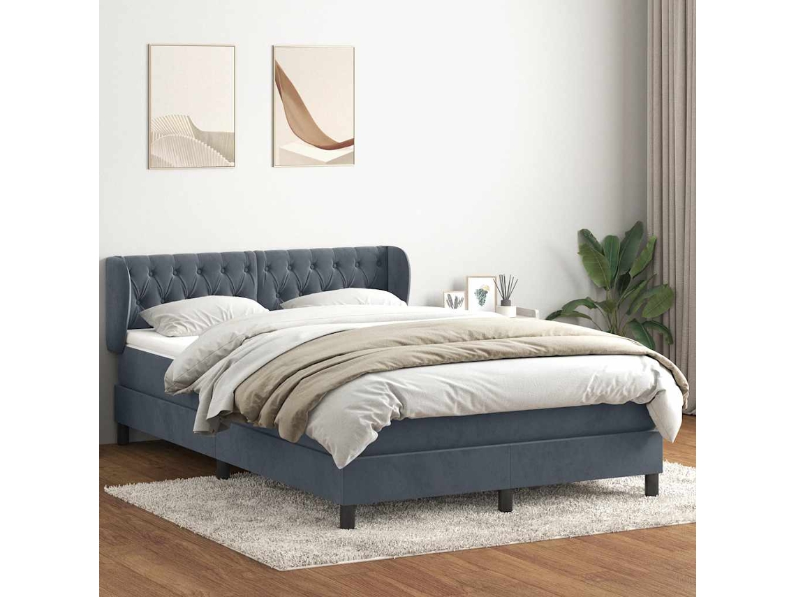 SYFAX™ Cama com Molas/colchão 160x210 Cm Veludo Cinzento escuro