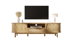 Rack Baixo Madeira Natural Design Vazado 65"
