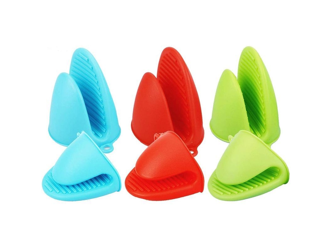 2026 3 Pares de Luvas de Forno Mini de Silicone Resistente Ao Calor para Cozinha e Assado Azul Verde Vermelho