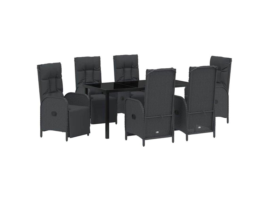 Maison Exclusive - Conjunto De Jantar Para Jardim Com Almofada 7 Pcs Preto Vime Pe