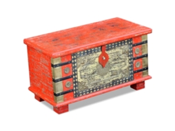Vidaxl Arca Arrumos Madeira De Mangueira 80x40x45 Cm Vermelho