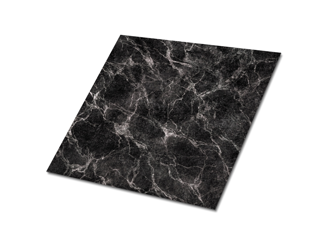 Azulejo vinílico autocolante Espelharte (9 pcs 30x30 cm - Preto, Mármore escuro)