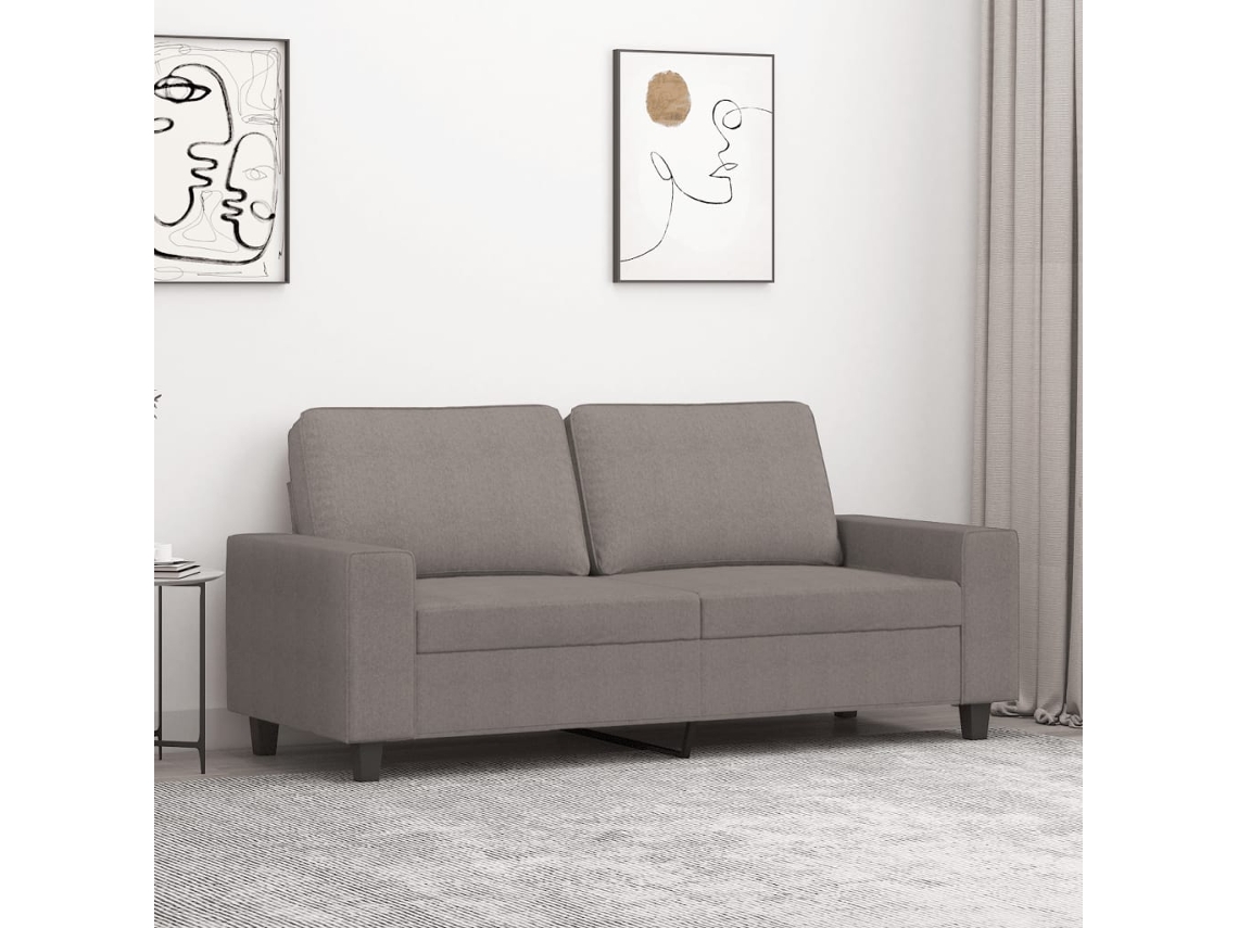 Vidaxl Sofá De 2 Lugares Tecido 140 Cm Cinzento-acastanhado