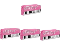 Estojo de Lápis Healeved Lona com Estampa Teclado Piano, Conjunto Material Escolar para Meninas, Prático Amplo