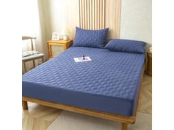 Protetor De Colchão Impermeável Czhhmart( Fitted Sheet) 200cmx220cm (com Par De Fronhas) Azul Marinho