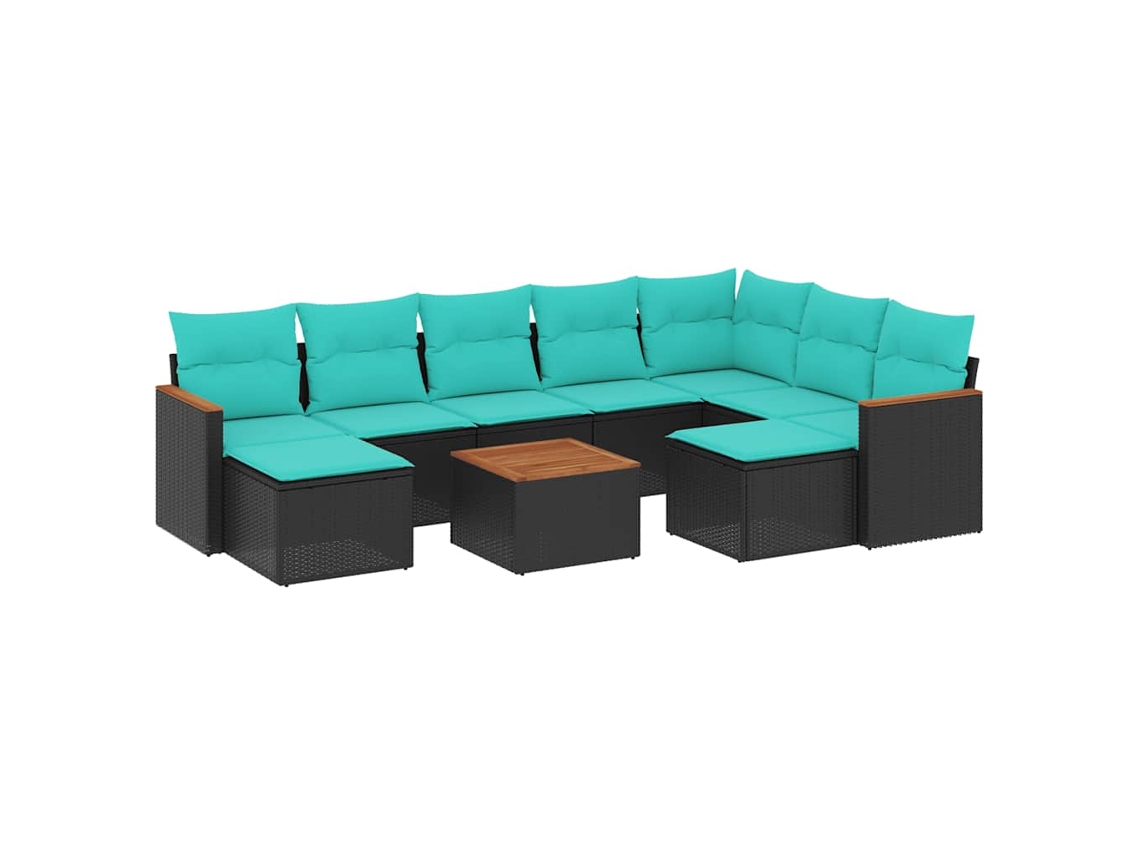 Conjunto de Sofá Jardim 3 Peças Almofadas Rattan Sintético MAISON EXCLUSIVE