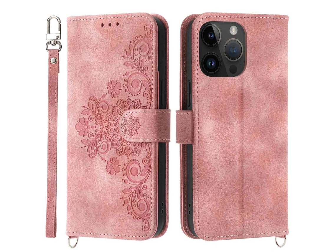 Capa Pega Inch Para Iphone 13 Pro Max Pele Sintética Rosa