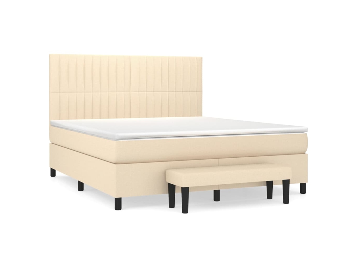 Cama box spring VIDAXL Creme Tecido (160x200 cm)