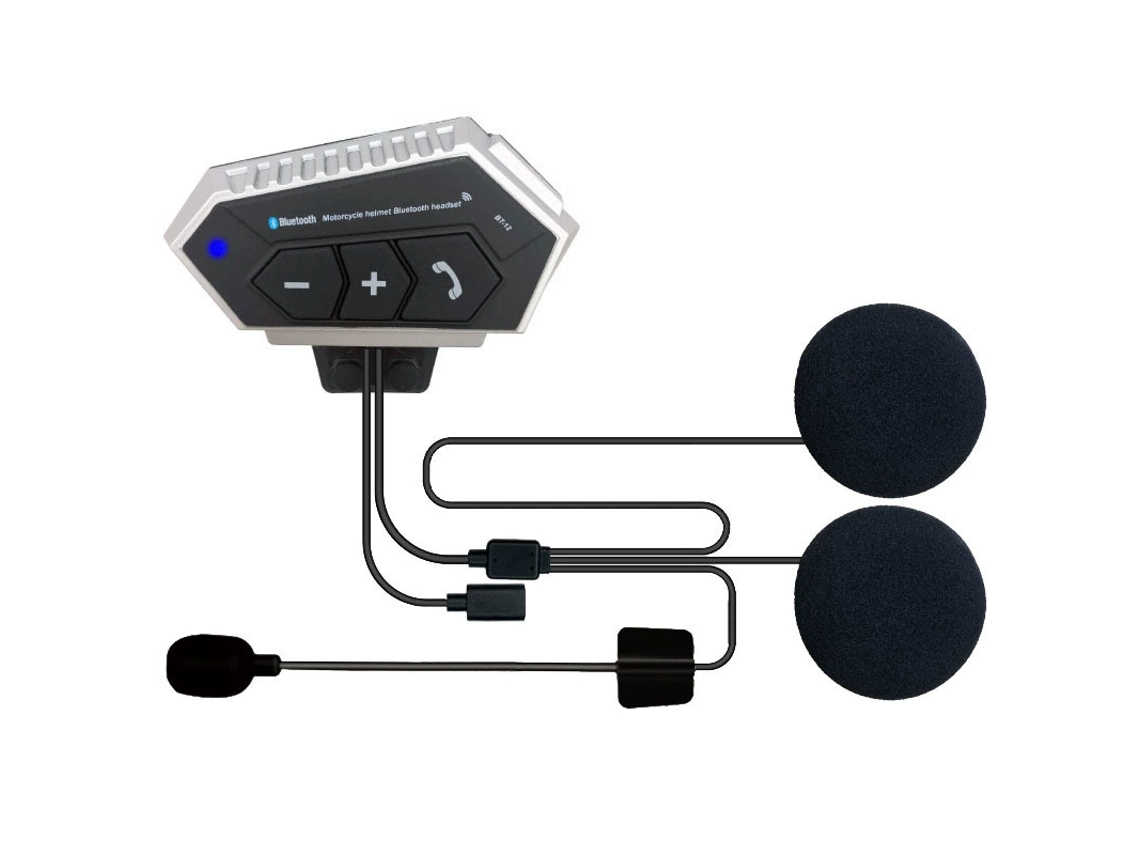 Fone De Ouvido Bluetooth Para Motocicleta Com Redução De Ruído E Comunicação Viva-voz, Compatível Com Todos Os Tipos De Capacete (prata)