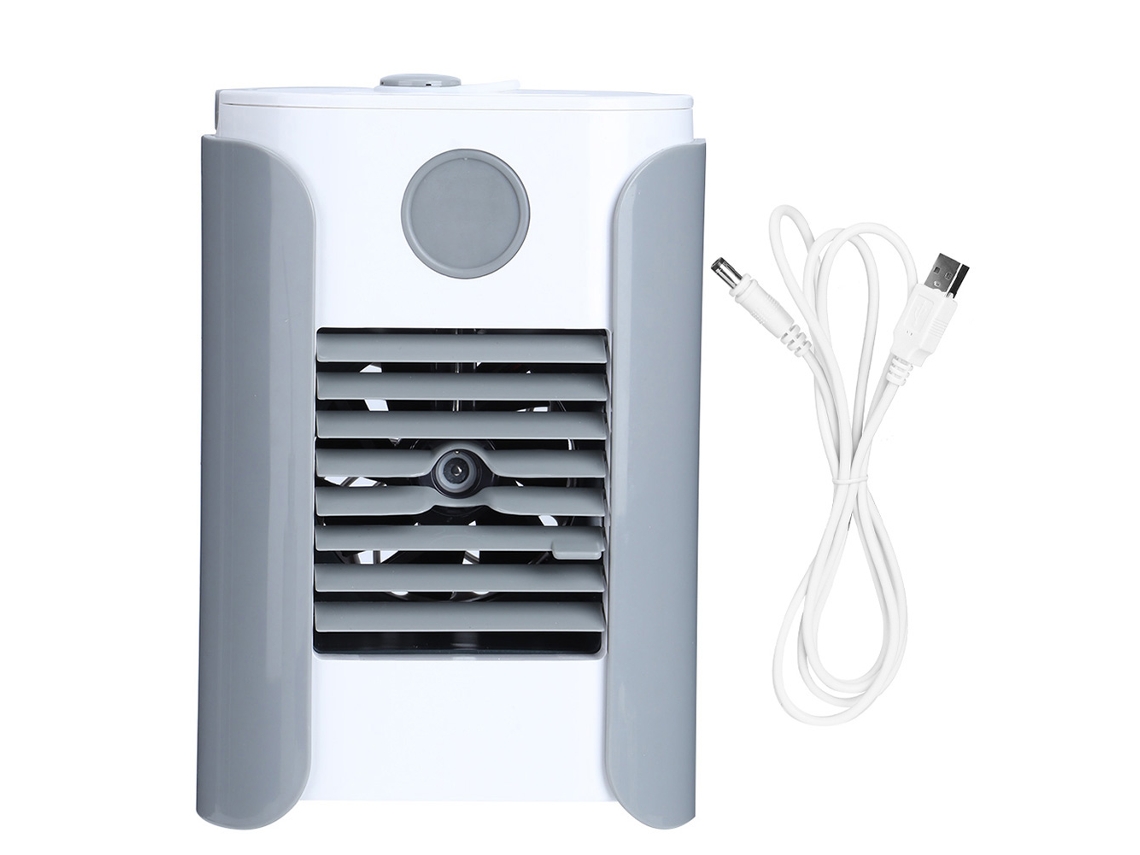 Ventilador Umidificador Portátil Usb com Rádio Música Cinza