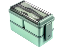 Lonchera Infantil Lychico Ca Bento Con Tenedor De Cuchara, Apilable, 2 Capas, 3 Compartimentos, A Prueba De Fugas, Nuevo, Envio 2 (verde, Azul Y Rosa)
