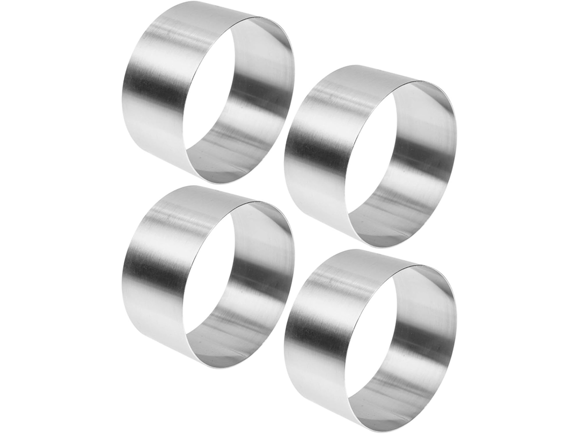 Conjunto Uonlytech com 4 formas redondas de aço inoxidável para assar.