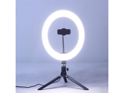 Luz Anel Led de 10 Polegadas Linjou, com 3 Cores e Brilho Ajustável, Bracket Tripé, Conexão Usb e Bluetooth