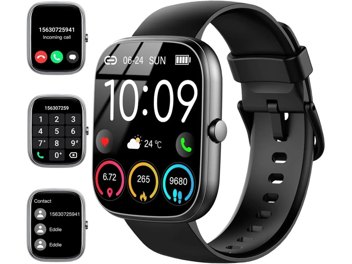 Smartwatch com tela sensível ao toque de 1,91 polegadas, à prova d'água, com monitoramento de frequência cardíaca, sono, pedômetro e calorias.