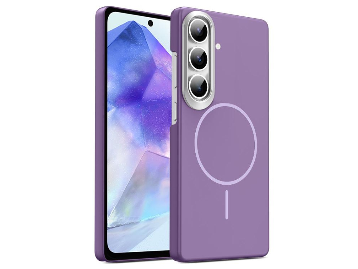 Capa Para Samsung Galaxy A55 5g Fina Circular Magsafe À Prova De Choque Dourada Em Policarbonato Roxa