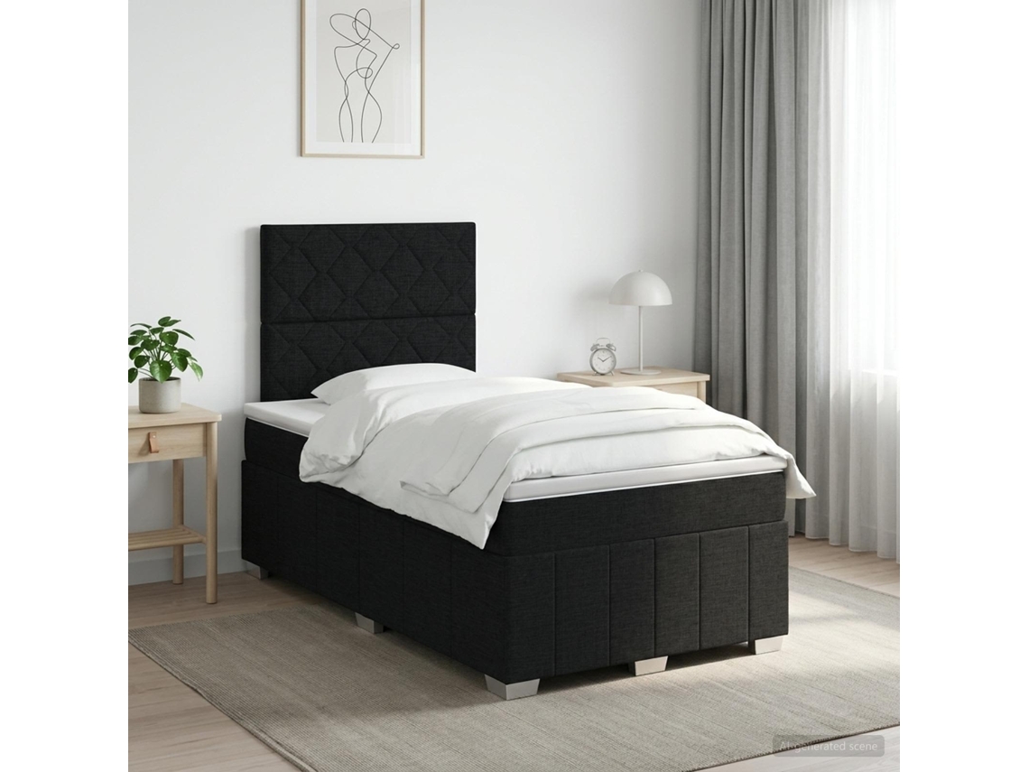 Vidaxl Cama Box Spring Com Colchão Preto 120 X 200 Cm Tecido