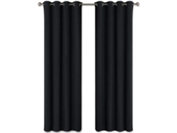 Cortina Blackout Térmica, Para Janela E Sala, Ilhós, Privacidade, Lavável, Conjunto 2 Peças, 160 X 240 Cm, Preto