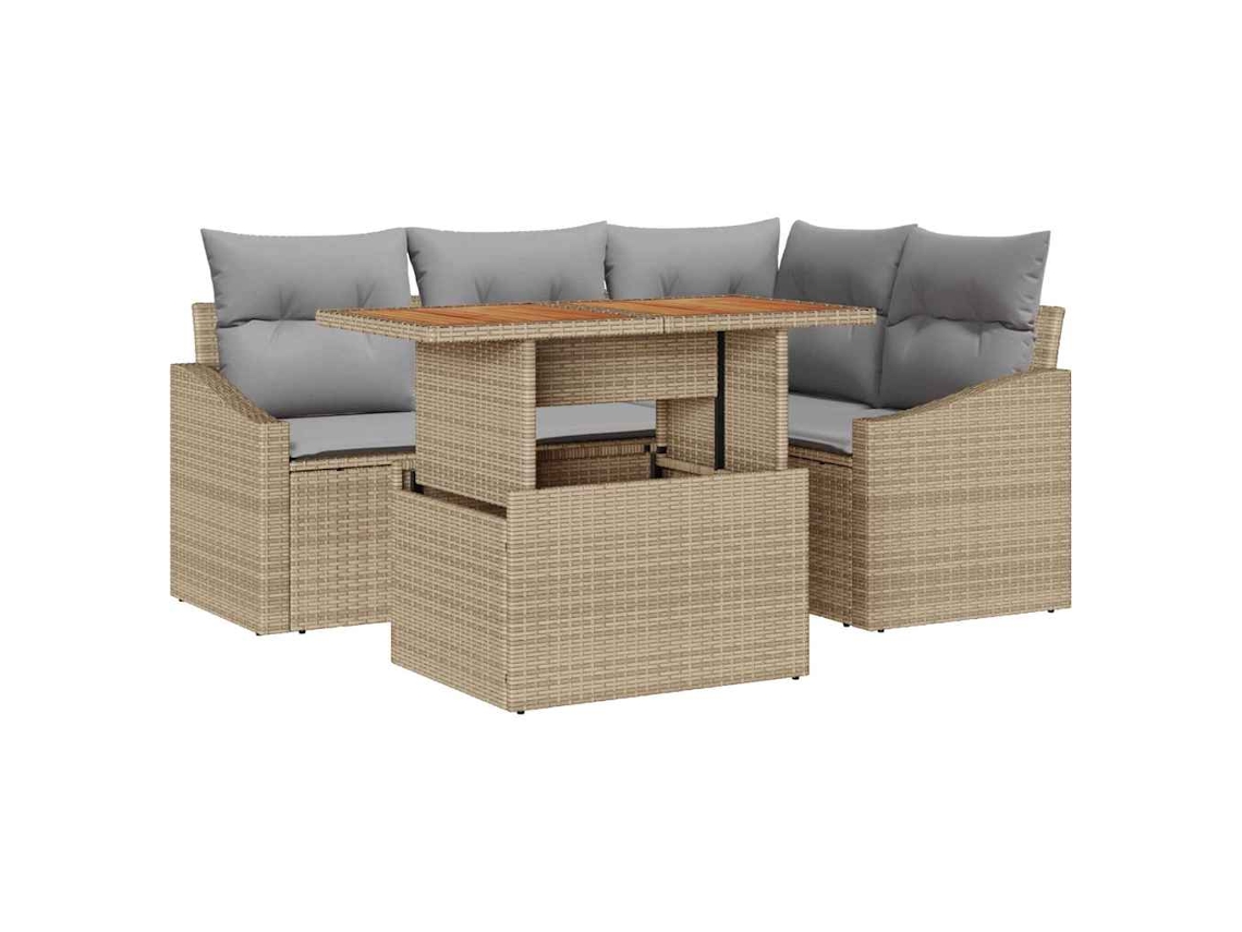 Maison Exclusive - Conjunto De Jantar Para Jardim Com Almofada 5 Pcs Bege E Cinza