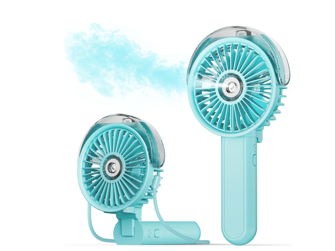 Ventilador Portátil Dobrável 180° Com Função De Névoa, 3 Velocidades, Reservatório De 30ml, Recarregável Via Usb - Para Viagens, Camping