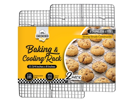 Grade De Resfriamento Checkered Chef, Para Cozinhar E Assar Conjunto De 2 Peças Em Aço Inoxidável, Grades Para Biscoitos, Segura Para Forno
