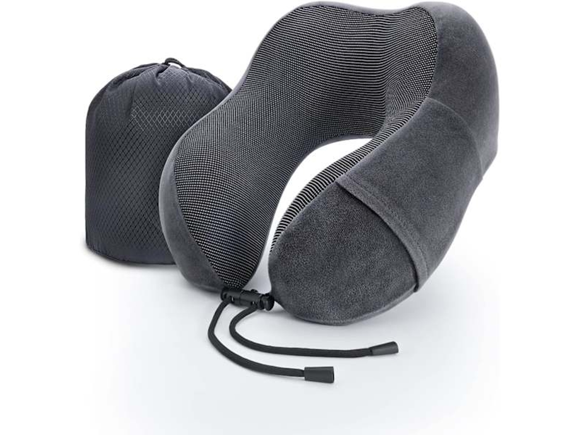 Travesseiro de Viagem Cervical, com Espuma Viscoelástica, para Dormir, Cinza AQUAFORGE