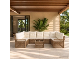 Vidaxl Conjunto De Sofá De Jardim 10 Unid. Bege Vime Pe