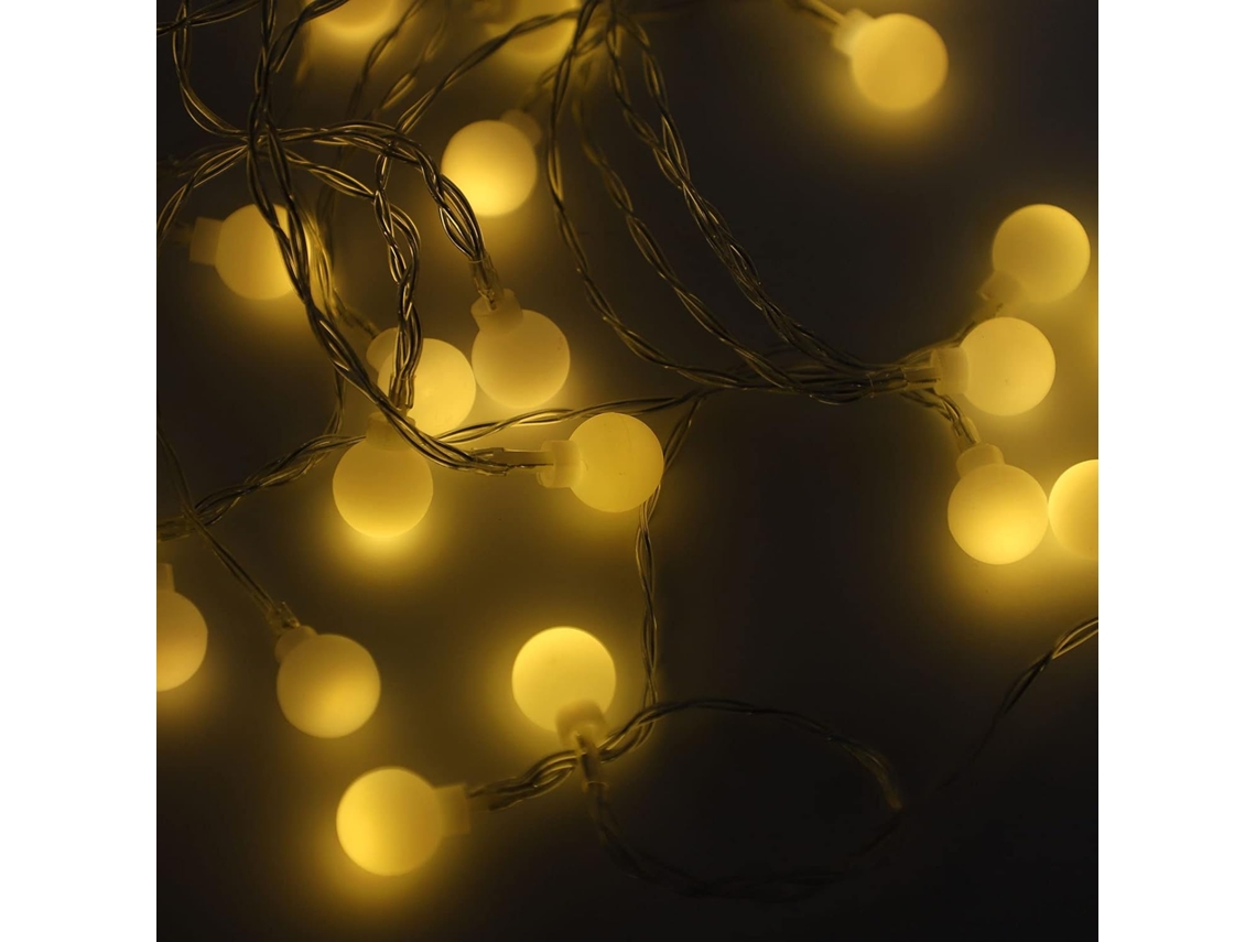 Cordão De Luzes Decorativas Com 40 Globos De Led, 8 Modos De Iluminação, 6 Metros De Comprimento, Pa Gokoco