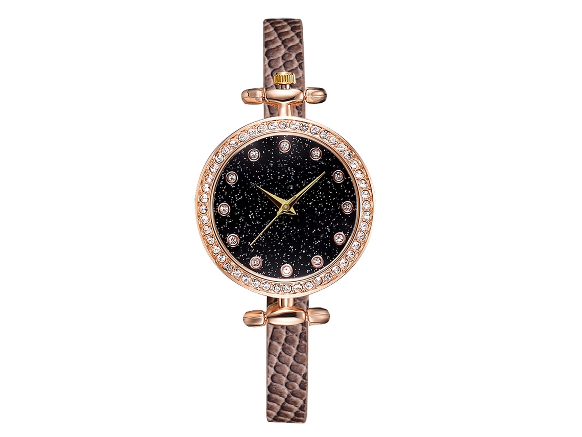 Relógio de Quartzo Feminino Estilo Casual Elegante Pulseira Pu Relógio de Pulso (cinza)