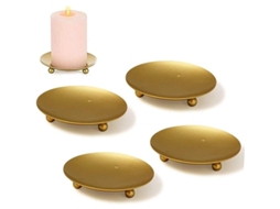 Castiçais de metal, conjunto de 4 peças decorativas em dourado para mesa, casamentos, festas e decoração residencial.