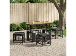 Vidaxl Conjunto de Jantar para Jardim com Almofada 4 Pcs Preto e Cinza
