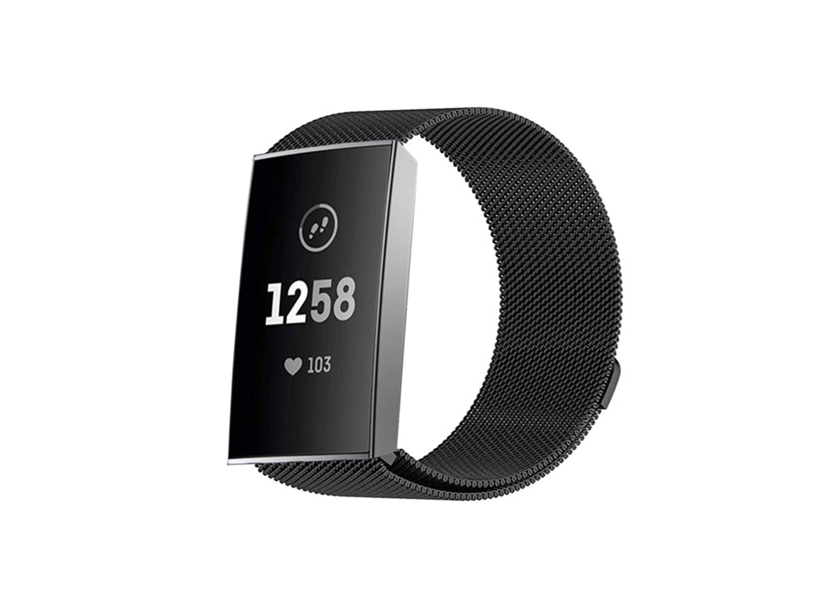 Bracelete Milanese Loop para Fitbit by Google Charge 4 Preto