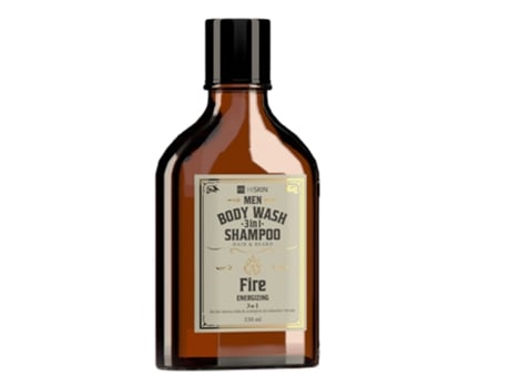 Mens 3 In 1 Fire Whiskey Body Wash, Shampoo, Beard Cleanser, 330 Ml Hiskin