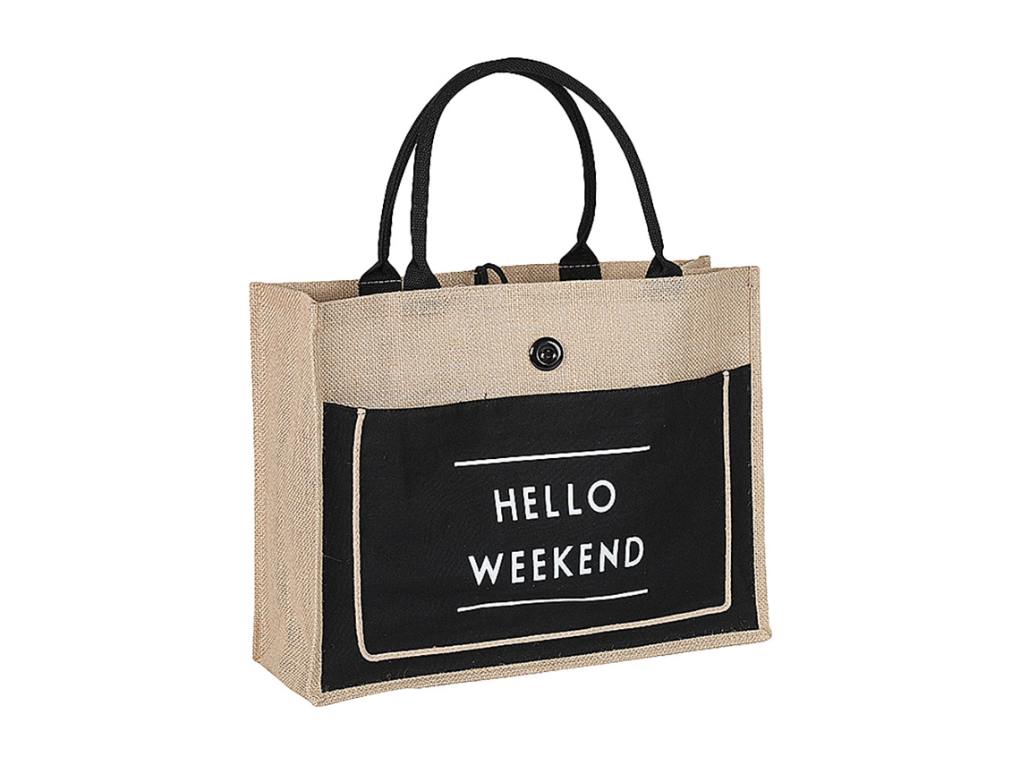 Bolsa de Praia em Linho, Eco friendly, Espaçosa, Preto LAXISCREED