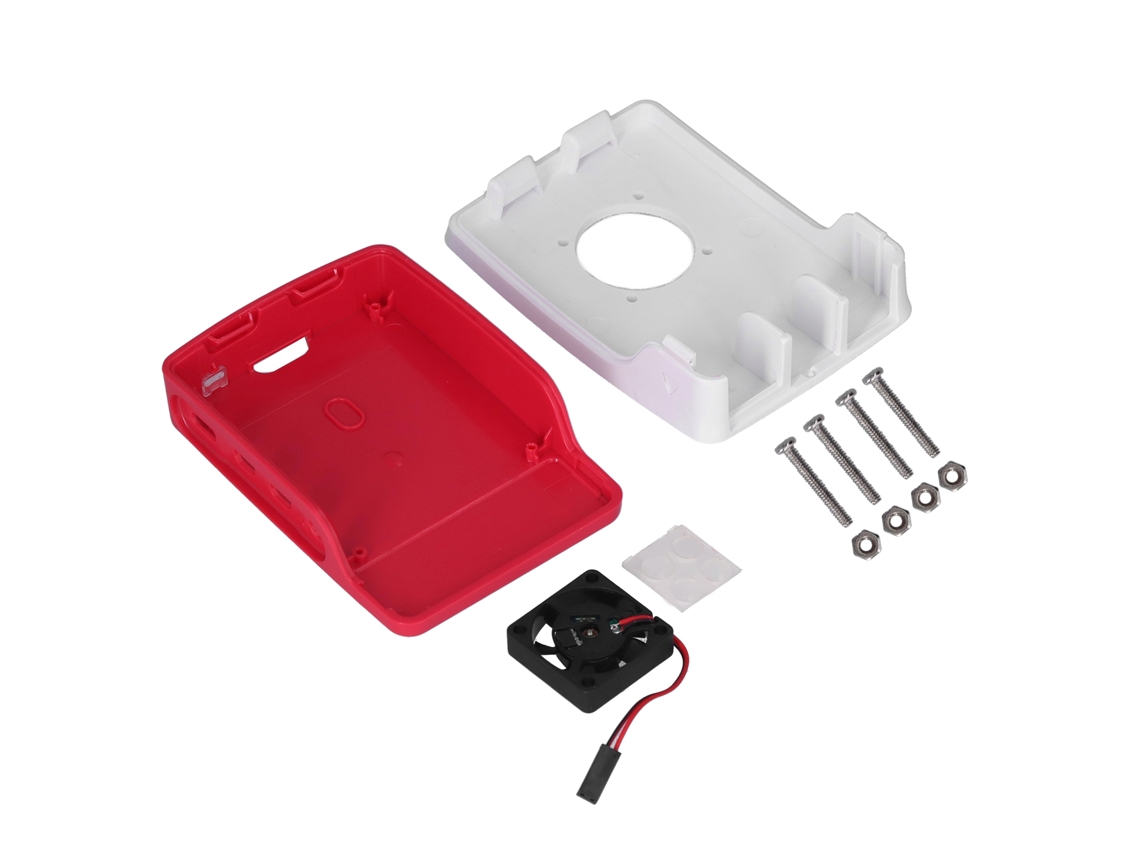 Capa protetora para Raspberry Pi com revestimento em ABS e dissipador de calor preto