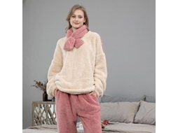 2026 conjunto de Pijamas Fluffy para Mulher Ilwhe de Felpa Coral, Macio e Quente para Inverno
