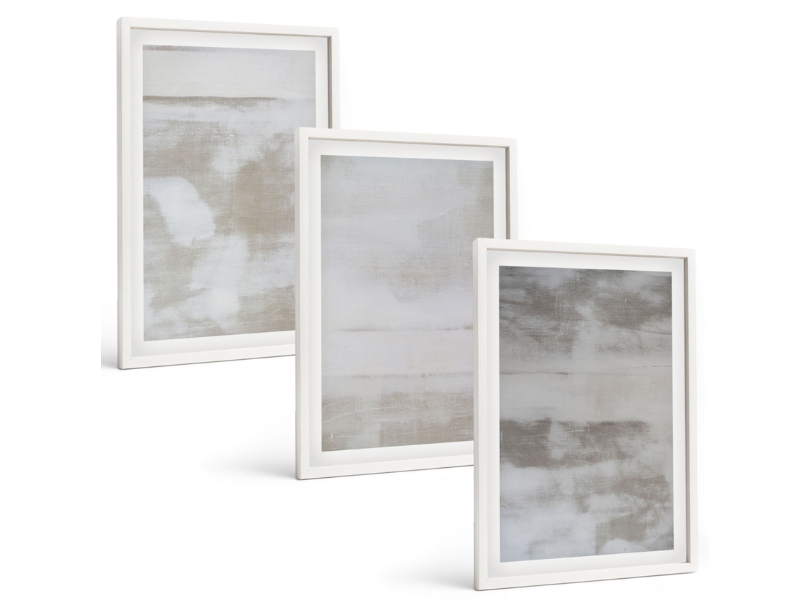 Conjunto De Pinturas Texturas Desgastadas, Moderno Moldura Branca Imagens Para Um Quarto Infantil Espelharte (3 Piezas De 40x60 Cm)