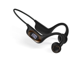 Fones Condução Óssea Abertos Sem Fio Bluetooth 5.3, Som Estéreo Hi-Fi, Display LED, Preto JIAPEI