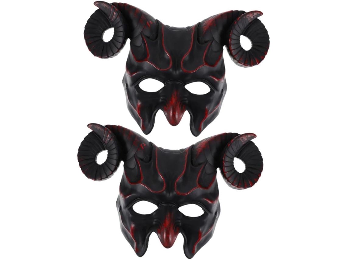 Máscaras Góticas De Cabra Com Carneiro, Máscaras De Crânio De Animais E Máscaras Respiráveis Para O Halloween.