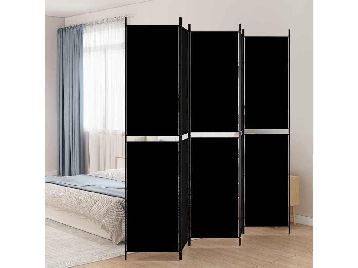Vidaxl Divisória De Quarto Com 5 Painéis 250x220 Cm Tecido Preto