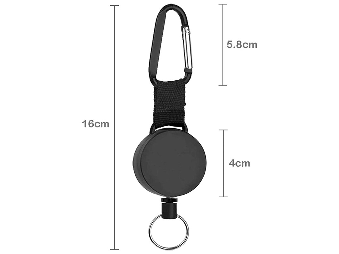 Porta Chaves Extensível Robusto Com Cabo De Aço Preto De 65 Cm Aquaforge