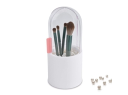 Porta Brochas de Maquilhagem com Tapa Deslizante e Perlas Brancas, Grande Capacidade Branco S/MARCA