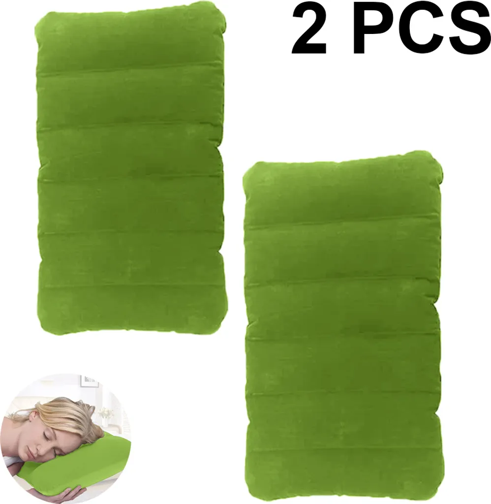 Travesseiro Inflável BRILVIBERA, com Bolsa, Verde